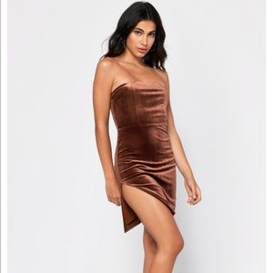 Tobi Copper Velvet Bodycon Dress with slit NWT